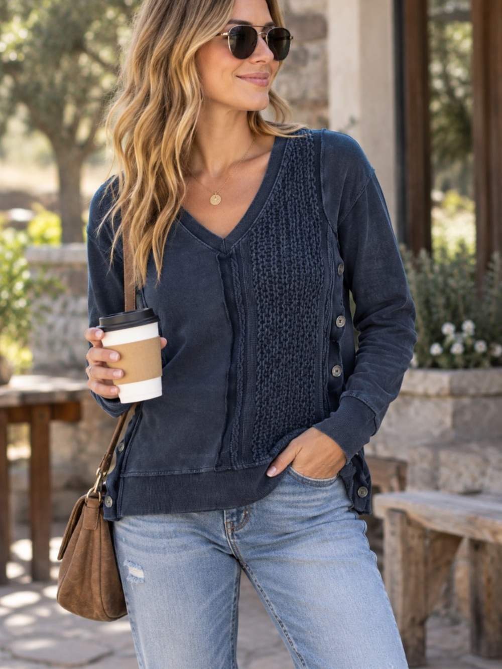 Anthropologie Cable Knit V Neck Pullover Sweater Small Casual Preppy NWT